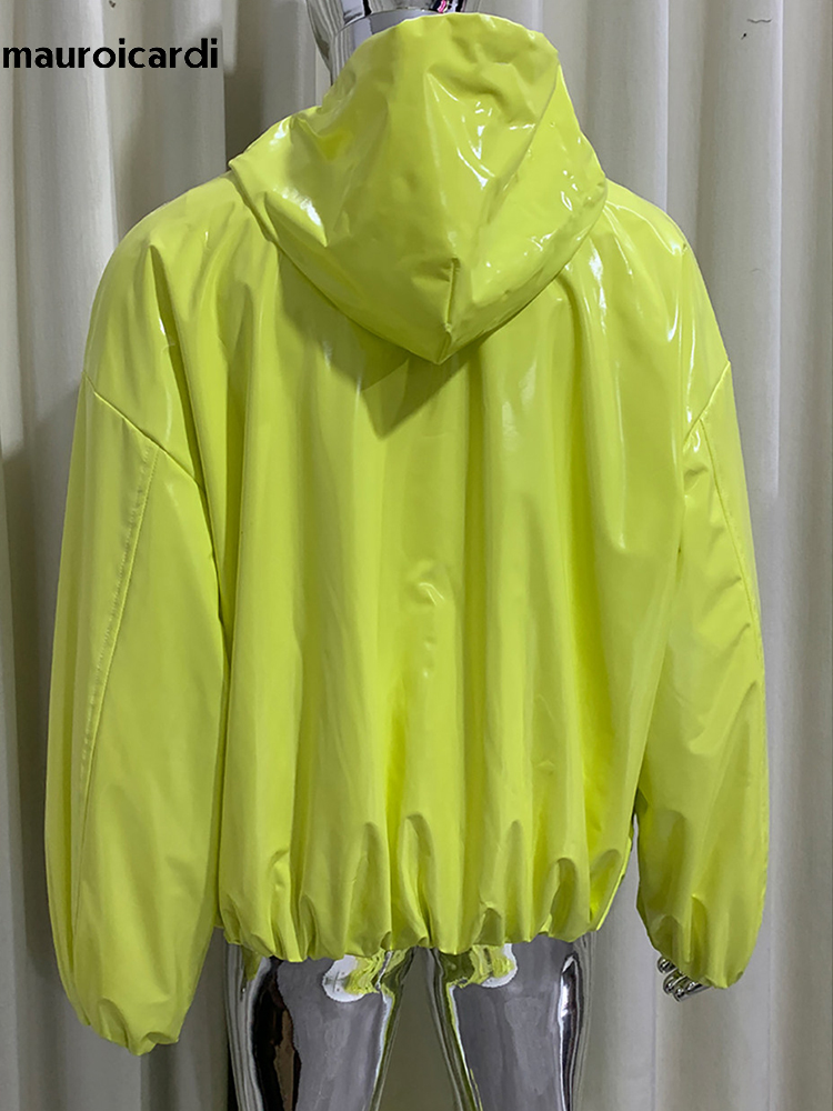 Streetwear Brand Clothing - Veste en cuir brillant surdimensionnée Mauroicardi
