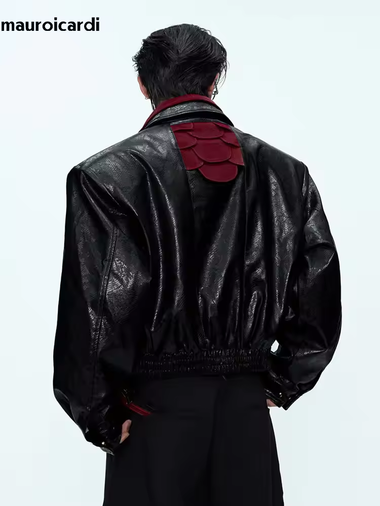 Streetwear Brand Clothing - Veste en cuir PU à imprimé
